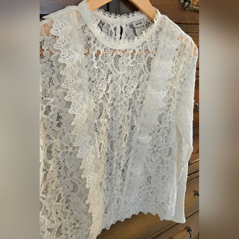 Pimkie White Lace Long Sleeve Top